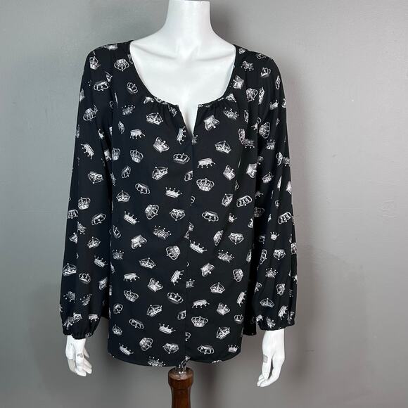 Thakoon for Design Nation top women's XL peasant royal crown punk black - Picture 1 of 8